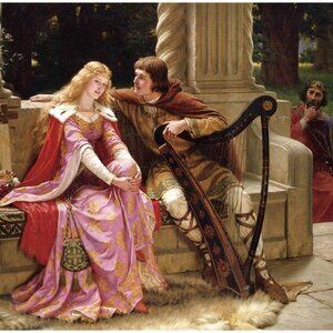 Tristan & Isolde Art Print: 8"by10" Reproduction. Renaissance Romance Harp Music